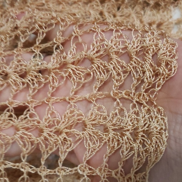 Vintage homemade knit crochet gold 2 pc short sleeve and skirt medium - Picture 3 of 5